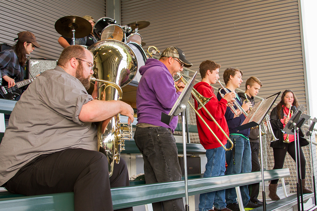 Volunteer musicians help pep up the Woodland High School Pep Band