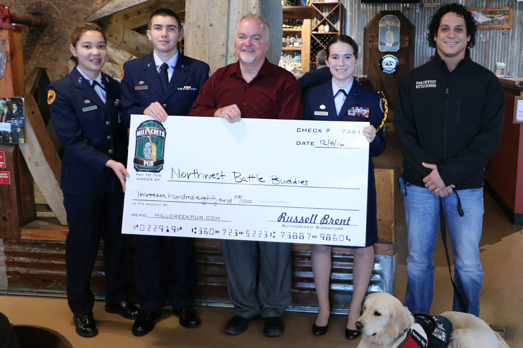 Battle Ground JROTC cadets partner with local restaurant to unite combat veterans with service dogs