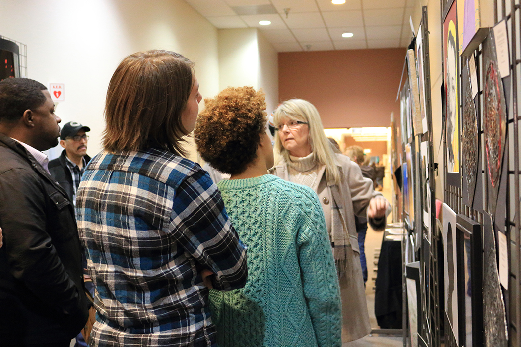 Family members, students, teachers and art lovers packed the halls of the ESD to view the artwork.