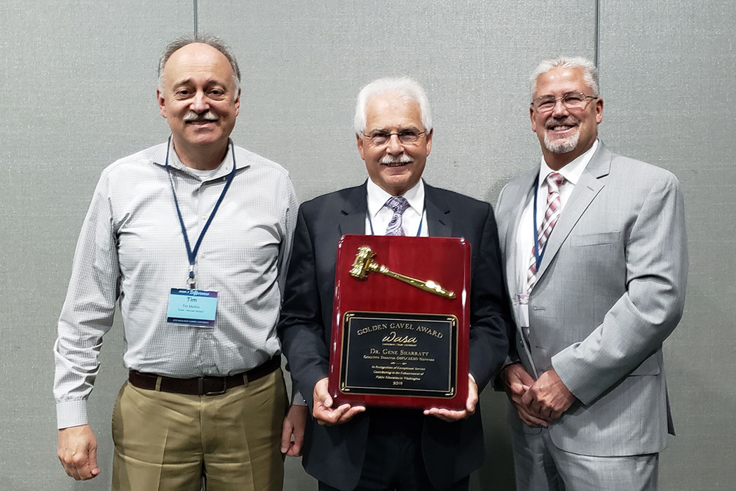 Dr. Gene Sharratt receives the 2019 WASA Golden Gavel Award