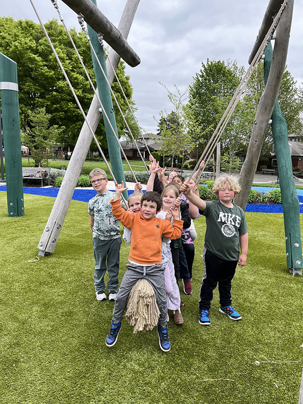 Students enjoyed some time on the campus playground