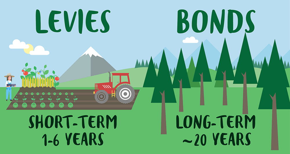 Levies short-term Bonds long-term