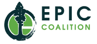 Logo image of tree silhouette on top of circle with green fill color next to title, "EPIC Coalition"