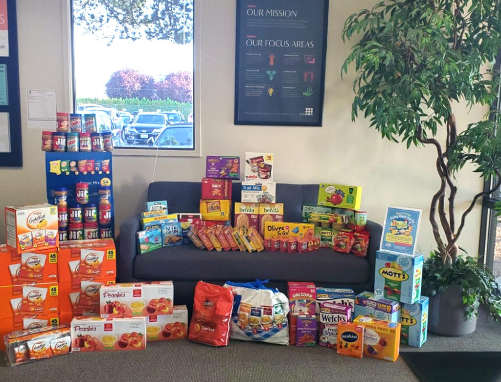 Snacks stacked up in the ESD lobby 