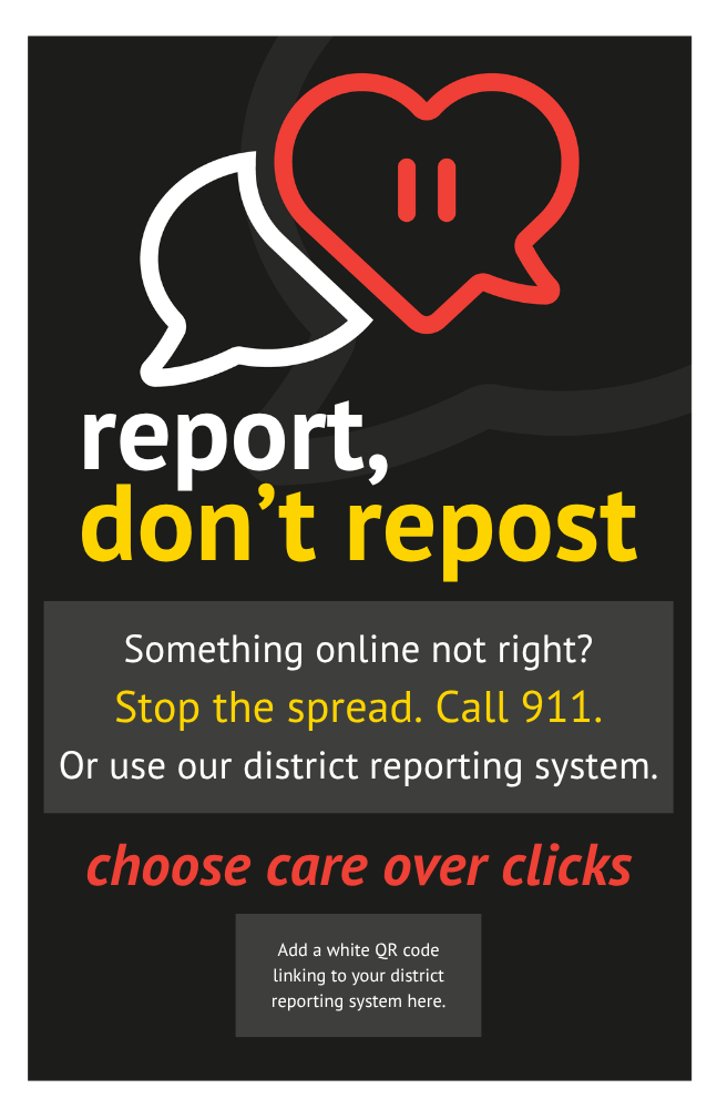 report, don't repost poster on black background