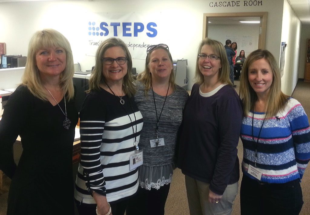 STEPS staff. Left to right: Jeanette Forman, Ellen Harper, Amanda Davidson, Kris Carle, and Jamie Vinton.