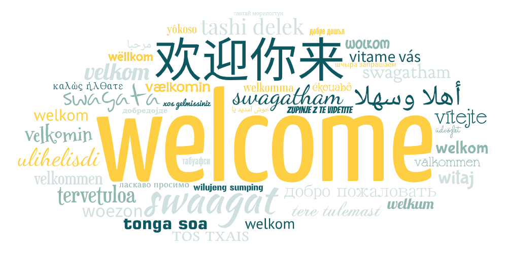 "Welcome" in a variety of languages