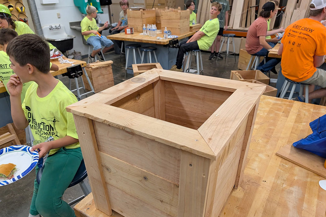 Student created planter boxes at the summer camps