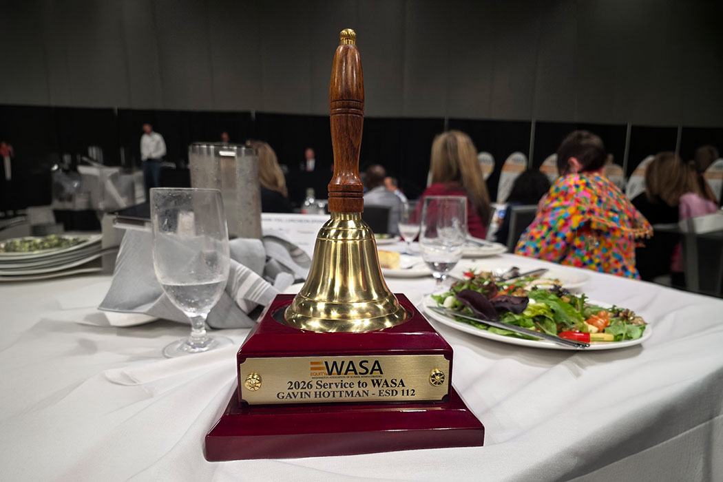 ESD 112's Gavin Hottman receives the statewide Service to WASA Award